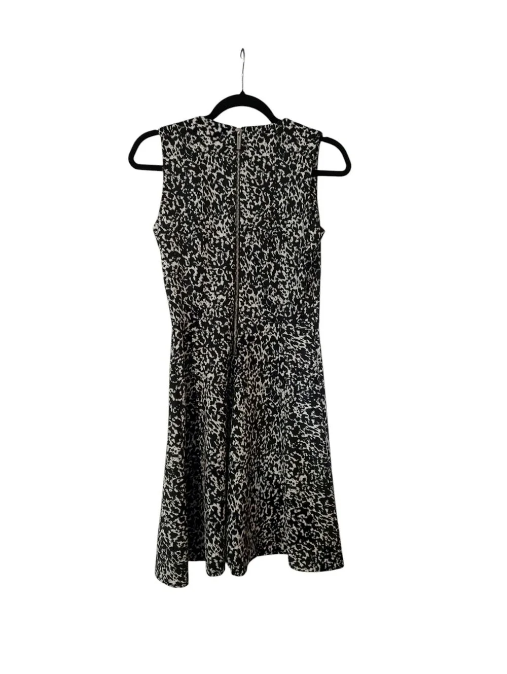 Michael Kors Black and White Printed Midi Dress